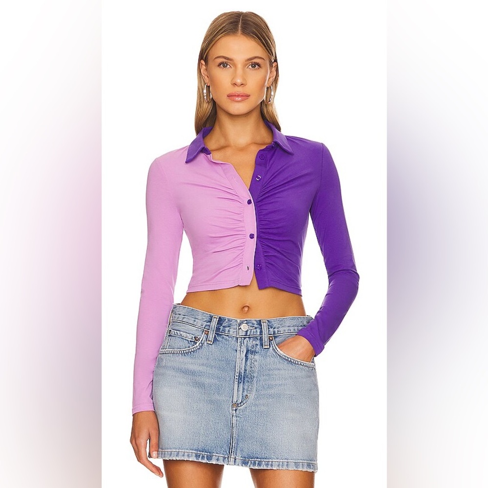 MORE TO COME KANRYN TWO TONE TOP IN PURPLE